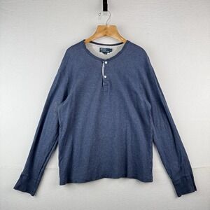 Vtg Polo Ralph Lauren Shirt Mens XL Blue Long Sleeve Henley 100% Cotton *Read